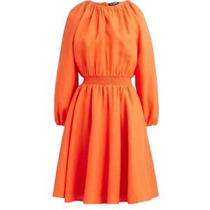 J. Crew Palermo 100% linen smocked waist dress in fire lily size Large Tall NWT